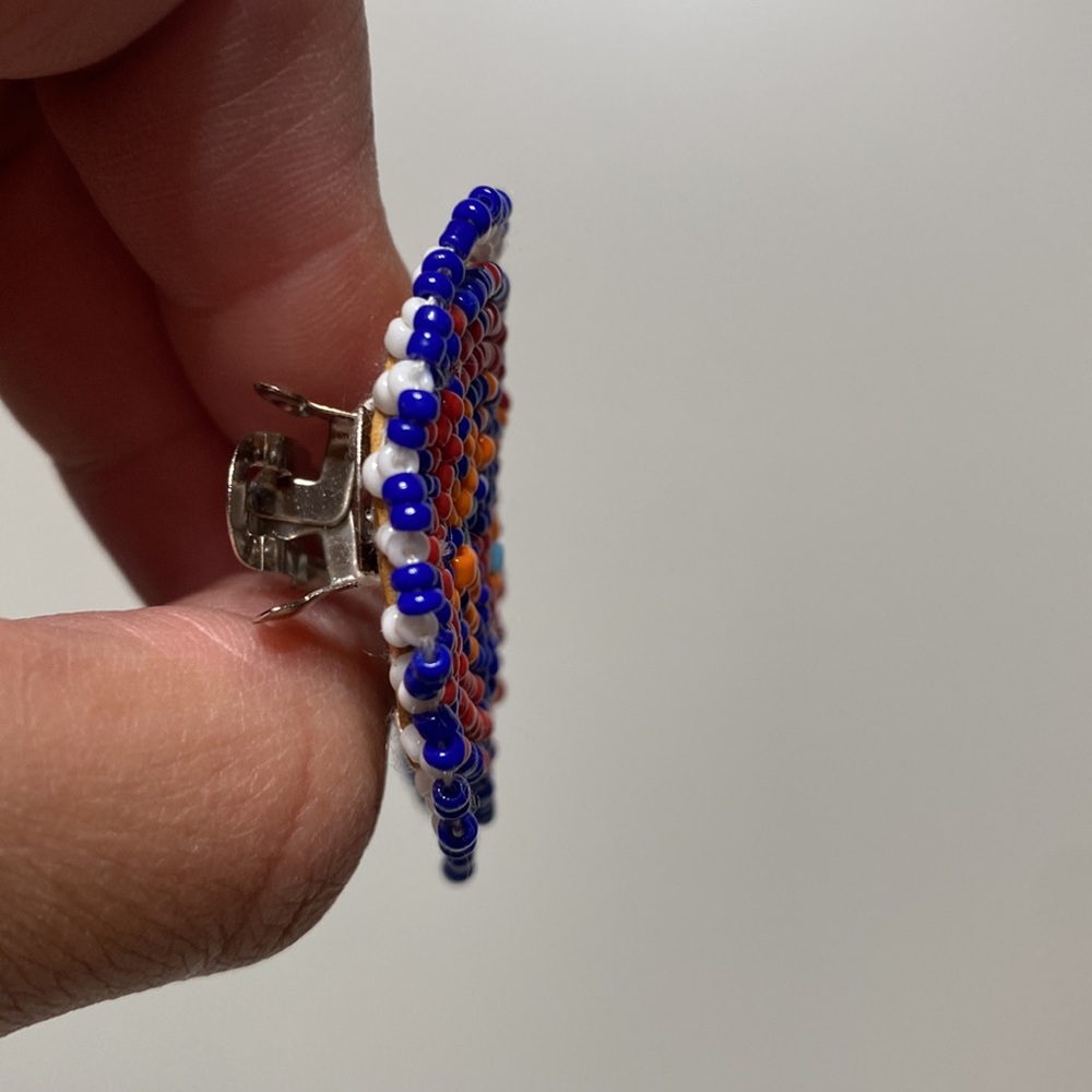 Vintage Star Beaded Seed Barrette Handmade Hair Clip - Picture 4 of 6